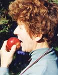 "Anne enjoying an apple"